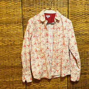 EUC Grenouille Europe red punk floral button up long sleeve 10